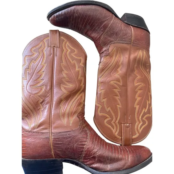 Justin USA 8303 Lizard Skin Exotic Leather Western Cowboy Boots Men's 10D