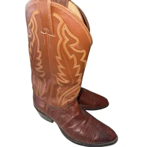 Justin USA 8303 Lizard Skin Exotic Leather Western Cowboy Boots Men's 10D