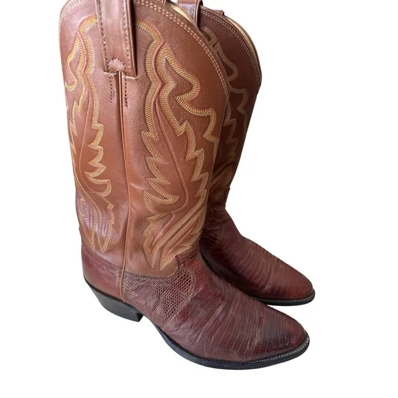 Justin USA 8303 Lizard Skin Exotic Leather Western Cowboy Boots Men's 10D