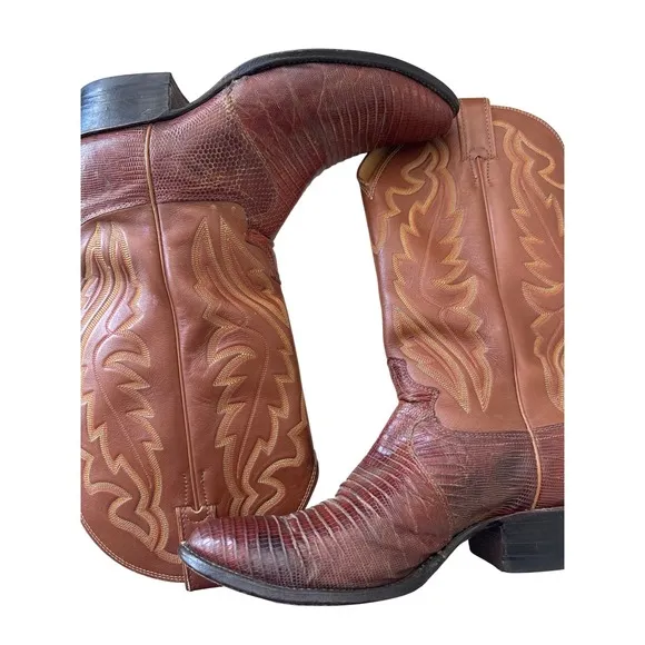 Justin USA 8303 Lizard Skin Exotic Leather Western Cowboy Boots Men's 10D