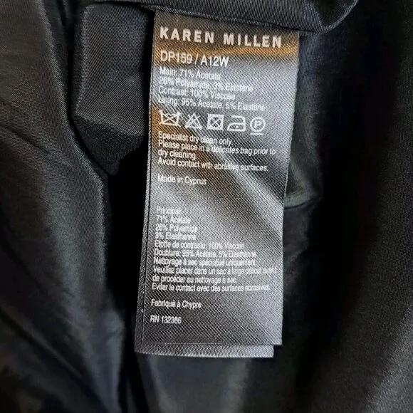 Karen Millen Boat Neck Formal Cocktail Dress Pink Black Bodycon Acetate Size 6