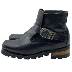 Karl Kani Vintage Leather Ankle Motorcycle Lugged Biker Boots Black Men's 10.5
