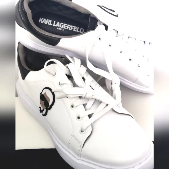 Karl Lagerfeld Paris White Shoes Size 1o.5With Dust Bags