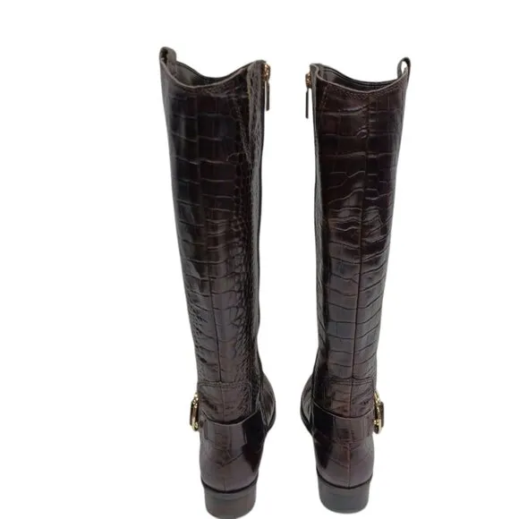 Karl Lagerfeld W Muret Women's Tall Faux Alligator Brown Boots