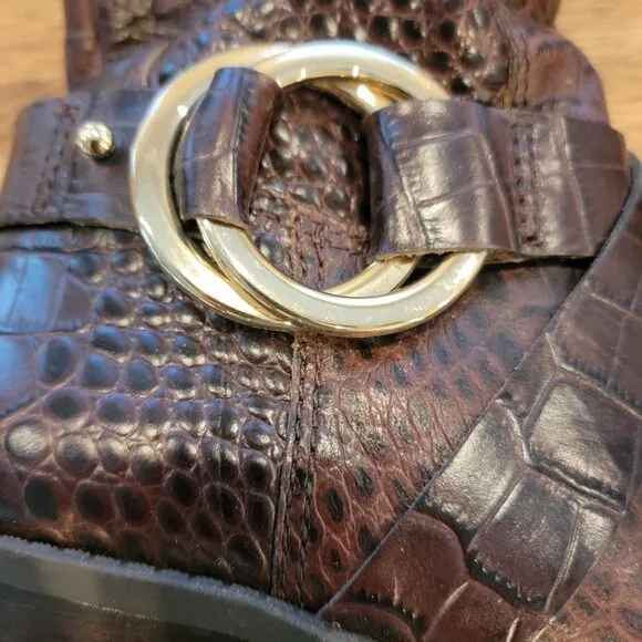 Karl Lagerfeld W Muret Women's Tall Faux Alligator Brown Boots