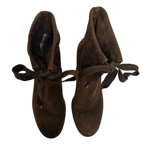 Kate Spade Brown Suede Wedge Ankle Boots