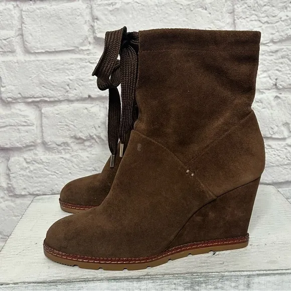 Kate Spade Brown Suede Wedge Ankle Boots