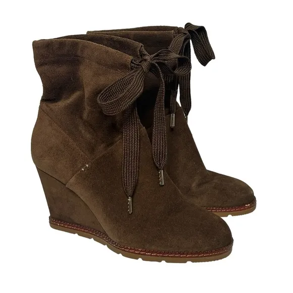 Kate Spade Brown Suede Wedge Ankle Boots