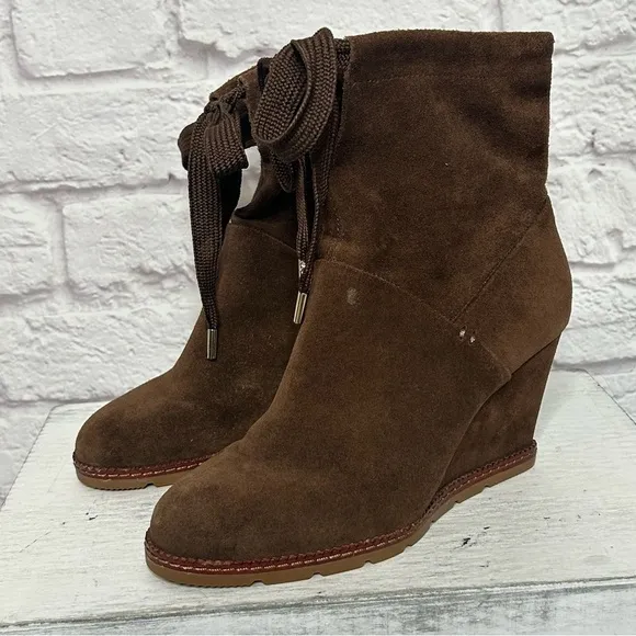 Kate Spade Brown Suede Wedge Ankle Boots