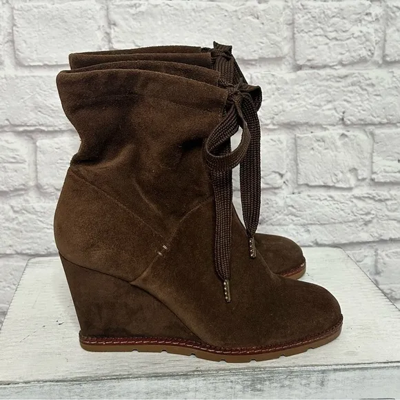 Kate Spade Brown Suede Wedge Ankle Boots