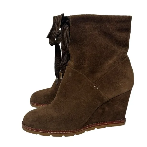 Kate Spade Brown Suede Wedge Ankle Boots
