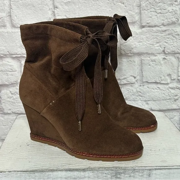 Kate Spade Brown Suede Wedge Ankle Boots