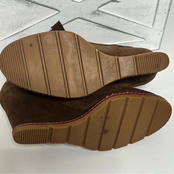 Kate Spade Brown Suede Wedge Ankle Boots