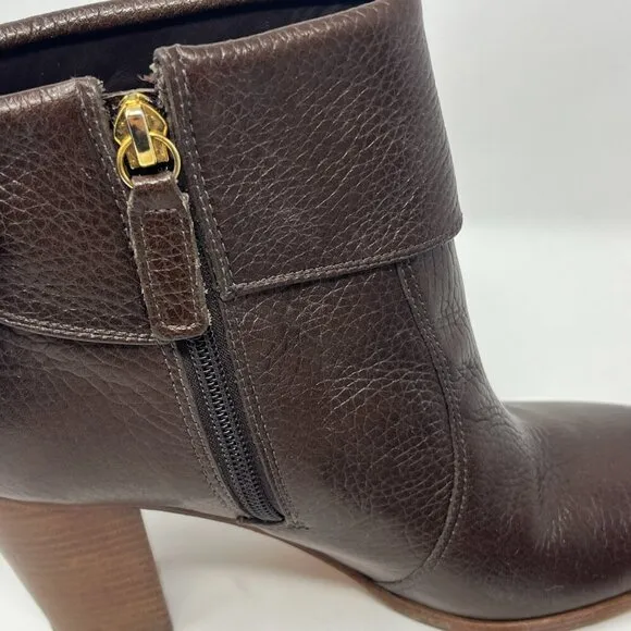 Kate Spade 'Lanise' bow-back booties 6 ankle boots brown leather