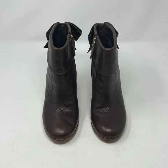 Kate Spade 'Lanise' bow-back booties 6 ankle boots brown leather