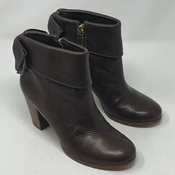 Kate Spade 'Lanise' bow-back booties 6 ankle boots brown leather