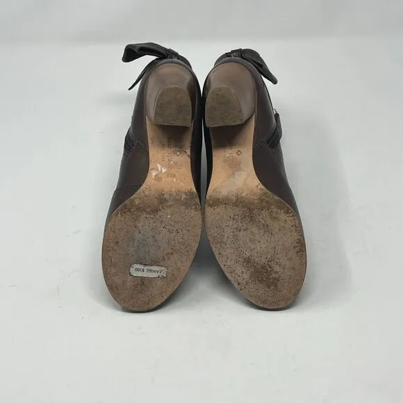 Kate Spade 'Lanise' bow-back booties 6 ankle boots brown leather