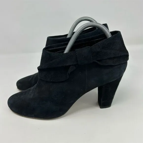 Kate Spade Women's Black Suede Ankle Boots Size 9.5M Bow Accent