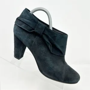 Kate Spade Women's Black Suede Ankle Boots Size 9.5M Bow Accent