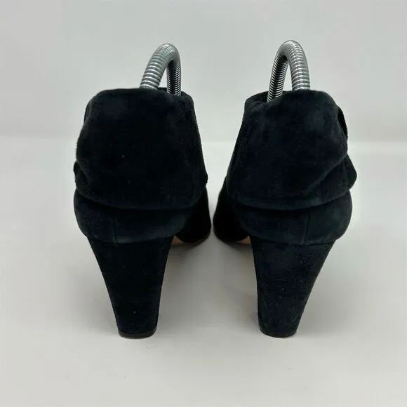 Kate Spade Women's Black Suede Ankle Boots Size 9.5M Bow Accent