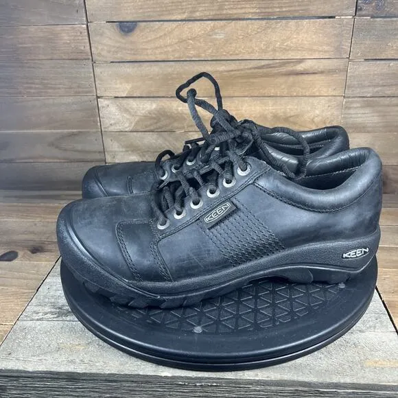 Keen Austin Mens Shoes Size 8.5 Black Leather Casual Walking Hiking Sneakers