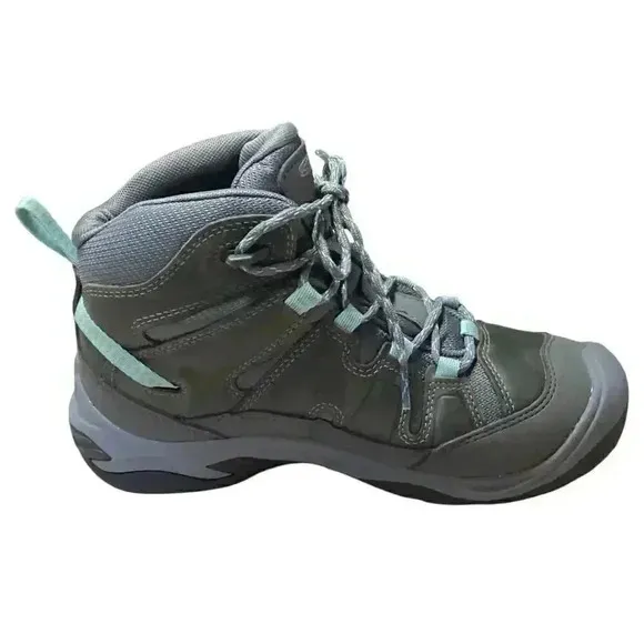 KEEN Hiking Boots Womens 8 38.5 Grey Blue Circadia Mid WP Waterproof Shoes NEW
