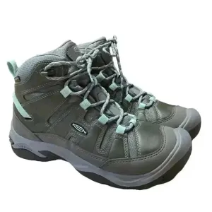 KEEN Hiking Boots Womens 8 38.5 Grey Blue Circadia Mid WP Waterproof Shoes NEW