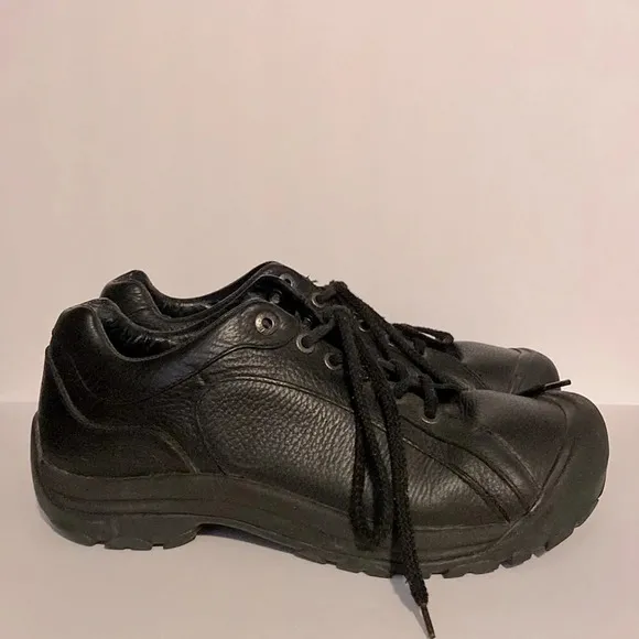KEEN Men's Black Leather 1365-BKFG Walking Hiking Anti-Slip Shoes
