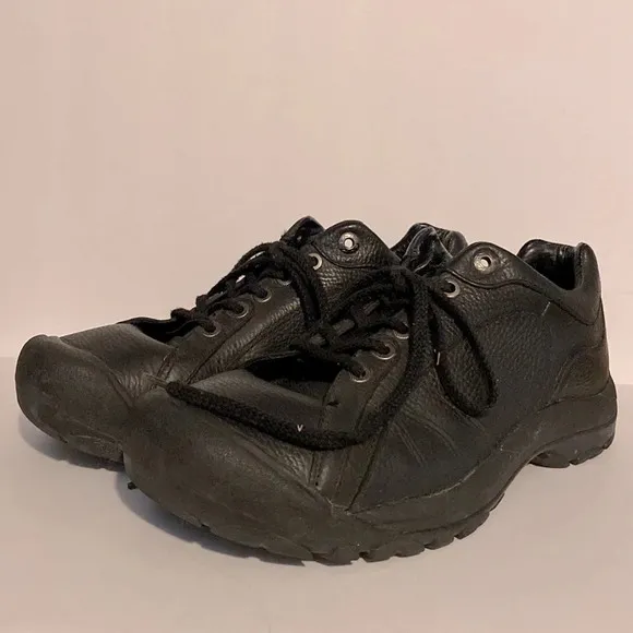KEEN Men's Black Leather 1365-BKFG Walking Hiking Anti-Slip Shoes