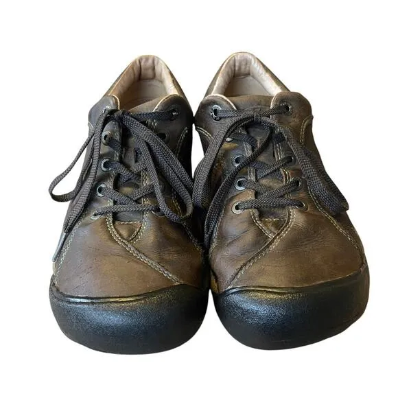 Keen Womans 9.5 Presido $150 Leather Hiking Boots Shoes Lace Up Sneakers Brown