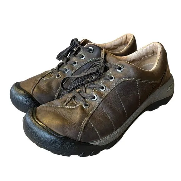 Keen Womans 9.5 Presido $150 Leather Hiking Boots Shoes Lace Up Sneakers Brown