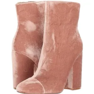Kendall   Kylie ARGILLA Pink Velvet Booties Boots BlockPlatform Heel Sz 7.5 NWT