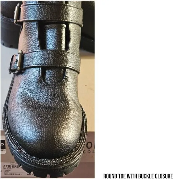 KENNITH COLE REACTION TATE Faux Leather Rhinestone Womens Motorcycle Boots