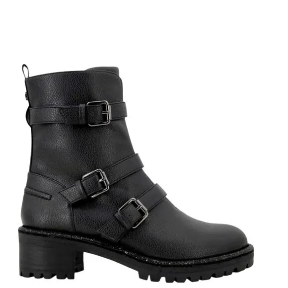 KENNITH COLE REACTION TATE Faux Leather Rhinestone Womens Motorcycle Boots