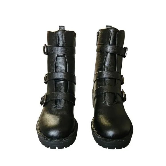 KENNITH COLE REACTION TATE Faux Leather Rhinestone Womens Motorcycle Boots