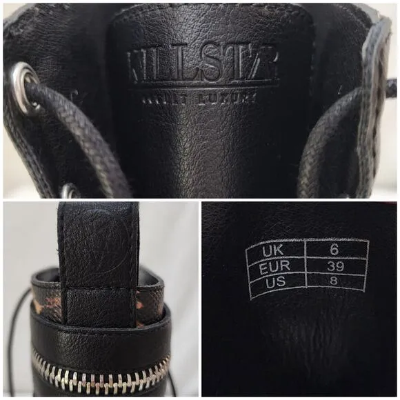 Killstar Occult Luxury Radiclaw NWOT Combat Goth Leopard Print Platform Boots, 8