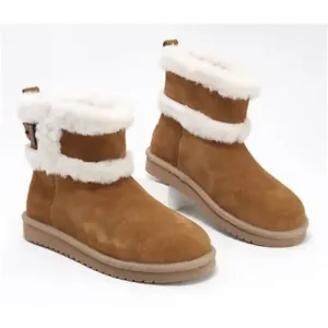 Koolaburra by UGG Suede Mini Winter Boots Barlee Chestnut Women's Size 10