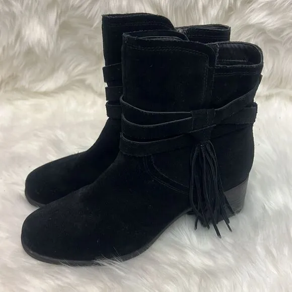 Koolaburra by UGG Women's Kenz Black Suede Tassel Ankle Boots, Size 9 Bin 10