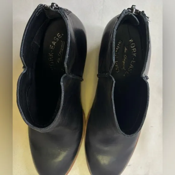 Kork Ease Black Chandra Ankle Leather Boots Size 6.5 M