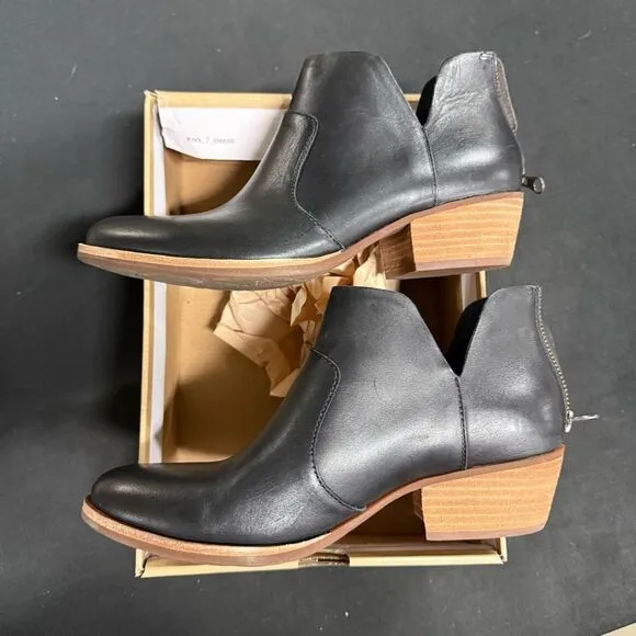 Kork-Ease Skye Black Leather Ankle Boots 7.5