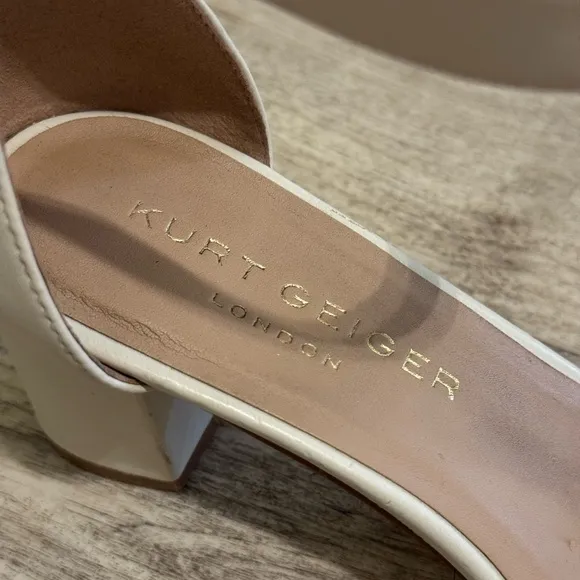 Kurt Geiger London Burlington Leather In Bone Block Heel Shoes 38.5 WORN ONCE