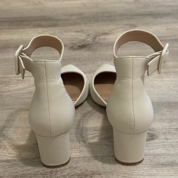 Kurt Geiger London Burlington Leather In Bone Block Heel Shoes 38.5 WORN ONCE