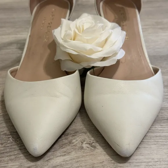Kurt Geiger London Burlington Leather In Bone Block Heel Shoes 38.5 WORN ONCE