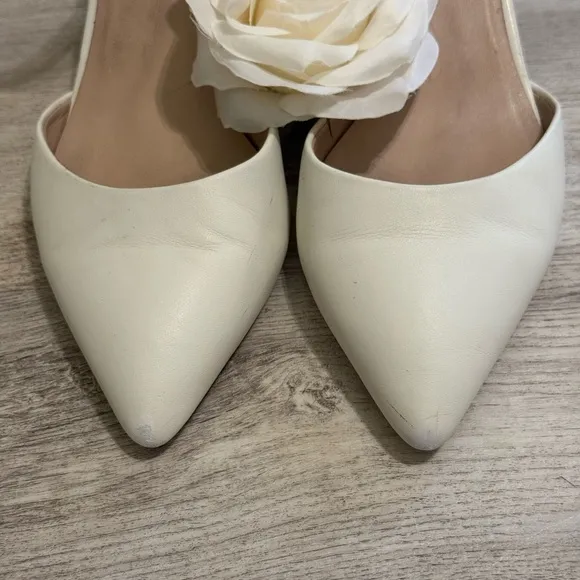 Kurt Geiger London Burlington Leather In Bone Block Heel Shoes 38.5 WORN ONCE
