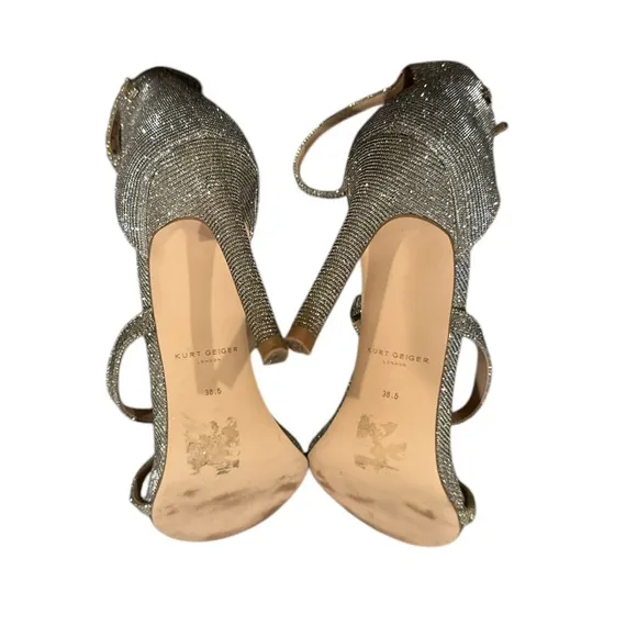 KURT GEIGER LONDON PARK LANE SPARKLE ANKLE STRAP STILETTO HEELS SHOES 38.5