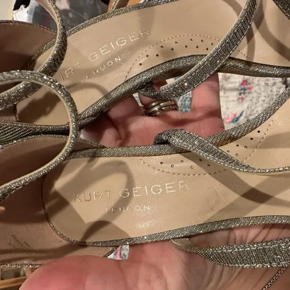 KURT GEIGER LONDON PARK LANE SPARKLE ANKLE STRAP STILETTO HEELS SHOES 38.5