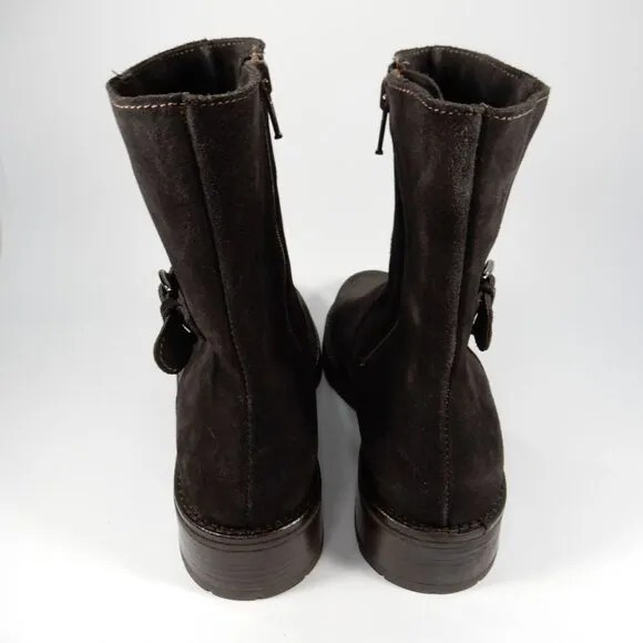 LA CANADIENNE Corey Buckle Bootie Boots Size 6 Waterproof Suede Brown NEW $525