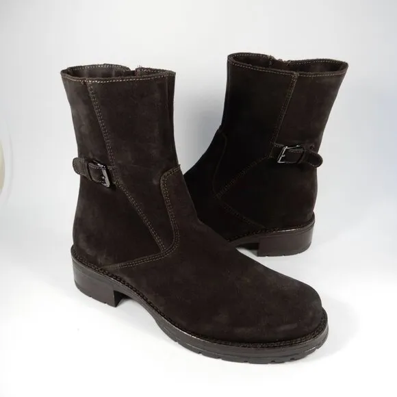 LA CANADIENNE Corey Buckle Bootie Boots Size 6 Waterproof Suede Brown NEW $525