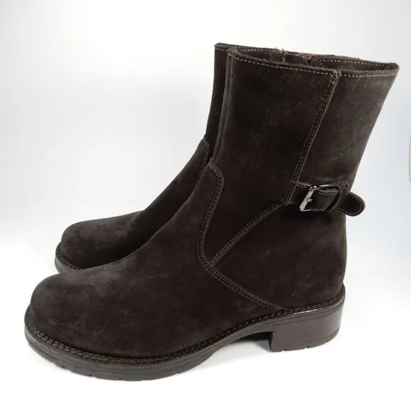 LA CANADIENNE Corey Buckle Bootie Boots Size 6 Waterproof Suede Brown NEW $525