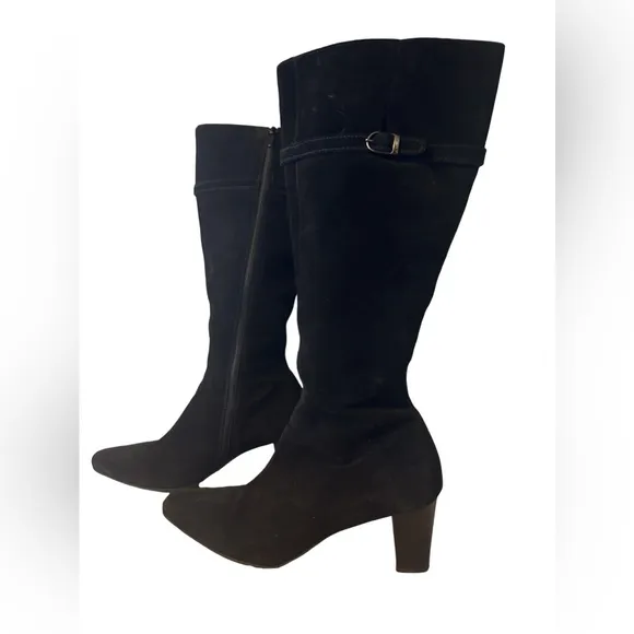 La Canadienne Tall Suede Boots with Decorative Buckle